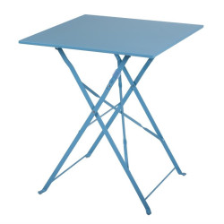 Table de terrasse carrée en acier Bolero bleu turquoise 600mm 