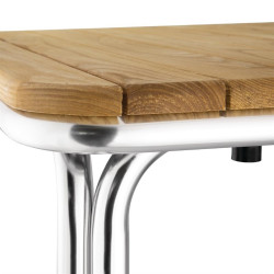 Table carrée en frêne et aluminium Bolero 700mm 