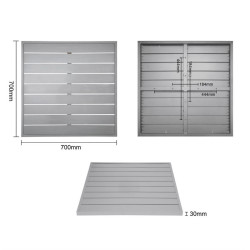 Plateau de table carré en aluminium Bolero gris clair 700 mm 
