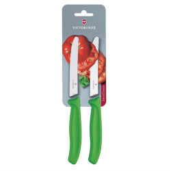 Couteaux à tomates et de table dentés Victorinox 11cm verts (lot de 2) 