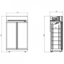 Combisteel - Vitrine réfrigérée positive 2 portes vitrées avec canopy