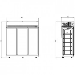 Combisteel - Vitrine réfrigérée positive 3 portes vitrées avec canopy
