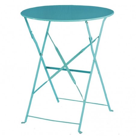 Bolero - Table de terrasse en acier bleu turquoise