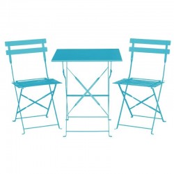 Bolero - Table de terrasse carré en acier bleu turquoise