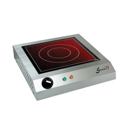 Réchaud vitrocéramique - 1 feu - 300 x 300 mm - Avec détecteur de présence - 230 V - 27102D 