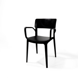 Wing chaise en plastique empilable avec accoudoirs, Noir, 50920  