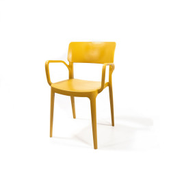 Wing chaise en plastique empilable avec accoudoirs, Jaune moutarde, 50922  
