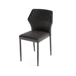 Louis chaise empilable, Noir, revêtement en cuir synthétique, ignifuge, 49x57,5x81,5cm (BxTxH), 52003 