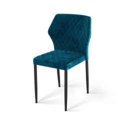 Louis chaise empilable, Bleu pétrole, revêtement en velours, ignifuge, 49x57,5x81,5cm (BxTxH), 52007 
