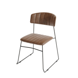 Mundo chaise empilable, Cognac, revêtement en cuir synthétique, ignifuge, 54x55x79cm (BxTxH), 53001 