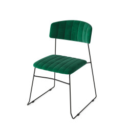 Mundo chaise empilable, Vert, revêtement en velours, ignifuge, 54x55x79cm (BxTxH), 53003 