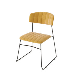 Mundo chaise empilable, Jaune, revêtement en velours, ignifuge, 54x55x79cm (BxTxH), 53004 