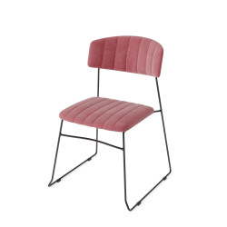 Mundo chaise empilable, Rose, revêtement en velours, ignifuge, 54x55x79cm (BxTxH), 53005 