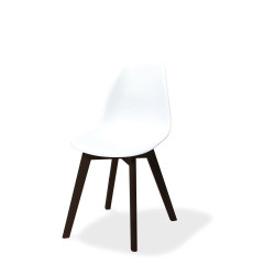 Keeve chaise empilable sans accoudoirs, Blanc, structure foncée en bois de bouleau et assise en plastique, 47x53x83cm (BxTxH), 5