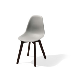 Keeve chaise empilable sans accoudoirs, Gris, structure foncée  en bois de bouleau et assise en plastique, 47x53x83cm (BxTxH), 5