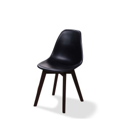 Keeve chaise empilable sans accoudoirs, Noir, structure foncée en bois de bouleau et assise en plastique, 47x53x83cm (BxTxH), 50