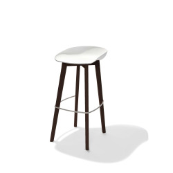 Keeve tabouret de bar sans dossier, Blanc, structure foncée en bois de bouleau et assise en plastique, 53x47x90cm (BxTxH), 506FD