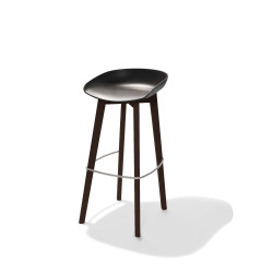 Keeve tabouret de bar sans dossier, Noir, structure foncée en bois de bouleau et assise en plastique, 53x47x90cm (BxTxH), 506FD0