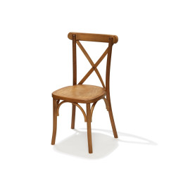 Crossback chaise empilable en bois massif, Marron clair, 48x47x88cm (BxTxH), 50100L 