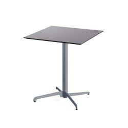 X Cross table de bistrot avec piètement gris + plateau HPL noir 70x70 cm 