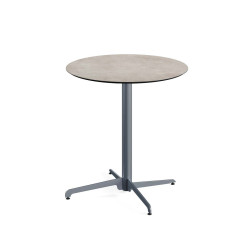 X Cross table de bistrot avec piètement gris + plateau HPL Moonstone Ø70 cm 