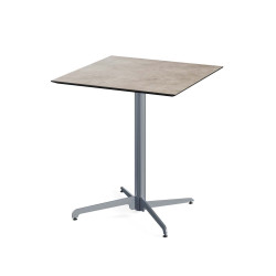 X Cross table de bistrot avec piètement gris + plateau HPL Moonstone 70x70 cm 