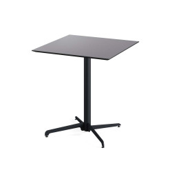 X Cross table de bistrot avec piètement noir + plateau HPL noir 70x70 cm 