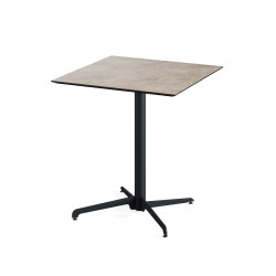 X Cross table de bistrot avec piètement noir + plateau HPL Moonstone 70x70 cm 