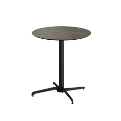 X Cross table de bistrot avec piètement noir + plateau HPL Midnight Marble Ø70 cm 