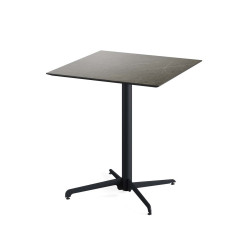 X Cross table de bistrot avec piètement noir + plateau HPL Midnight Marble 70x70 cm 