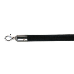 Corde velours noire pour potelet, raccord RVS, Ø 3cm, longueur 157 cm, 10103BC 