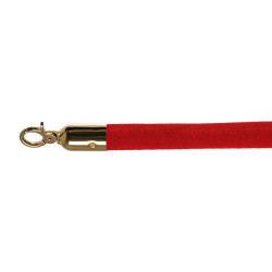 Corde velours rouge pour potelet, raccord laiton, Ø 3cm, longueur 157 cm, 10103RB 