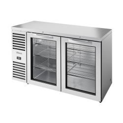 Réfrigérateur de bar, extension en acier inoxydable, 2 portes battantes vitrées 