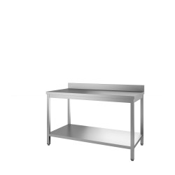 Table Inox Demontable Adossee Avec Etagere - Pieds Carres 