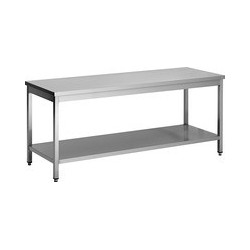 Table Inox Demontable Adossee Avec Etagere - Pieds Carres, 