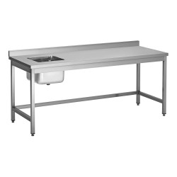 Table Du Chef Adossee Inox 304 Soudee, - 1 Bac 400X400X250 A Droite 
