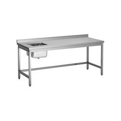 Table Du Chef Centrale Inox 304 Soudee, - 1 Bac 400X400X250 A Droite 