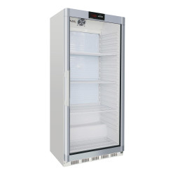 Armoire Refrigeree Blanche Porte Vitree , +2/+8°C - Gaz R600A, Avec 3+1 Clayettes, Fermeture A Cle 