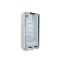 Armoire Refrigeree Blanche Porte Vitree -18/-24°C - Gaz R600A, Avec 7 Clayettes, Fermeture A Cle 