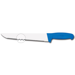 Couteau A Poisson Crante L-350 Mm - Manche Bleu Surmoule 