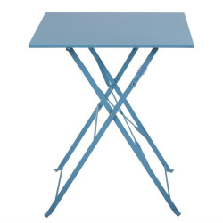 Table de terrasse carrée en acier Bolero bleu turquoise 600mm 