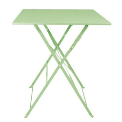 Table de terrasse carrée pliante en acier Bolero vert clair 600 mm 