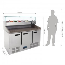 Polar - Comptoir de préparation à pizza avec son kit réfrigéré 6 x GN 1/4