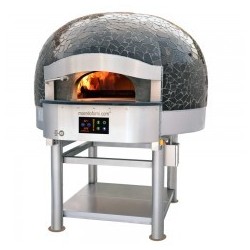 Morello Forni - FOUR ROTATIF À BOIS avec chauffage gaz ou électrique 6 pizzas finition Vulcano Mosaïque