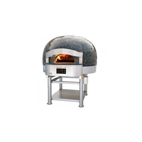 Morello Forni - FOUR ROTATIF À BOIS avec sôle électrique 8 pizzas finition Vulcano Mosaïque
