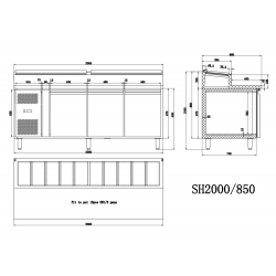 Saro - Table à pizza ventilée 3 portes avec kit intégré 11 x GN 1/3