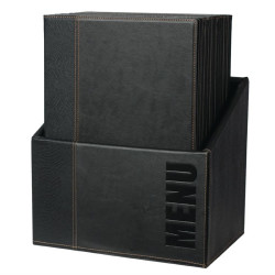 Porte-menus contemporains A4 noirs avec boîte de rangement (lot de 20) 