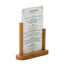 Porte-menus de table acrylique avec support en bois Securit teck 