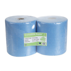 Rouleaux de chiffons de nettoyage antibactériens EcoTech Envirolite Super bleus (lot de 2 x 500) 