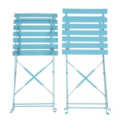 Chaises de terrasse pliantes en acier Bolero bleu turquoise (Lot de 2) 